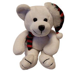 R.A.C White Winter Polar Christmas Holiday Plush Bear Stuffed Animal 10" RAC